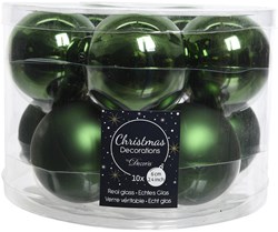 Boules de Noël verre vert pin lot 10 pièces 6cm décoration