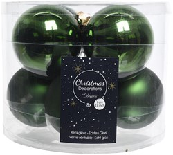 Boule de Noël verre vert 7cm lot de 8 décorations festives
