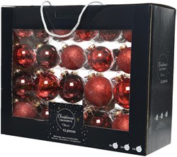 Boule de Noël en verre set 42 pièces rouge - décoration festive