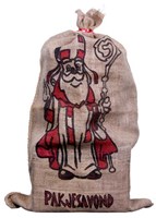 Sac cadeau en jute Sinterklaas imprimé 60x102cm fête de Sinterklaas