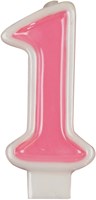 Bougie chiffre anniversaire numéro 1 rose 7cm bougie gâteau fête