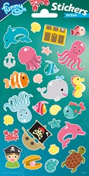 Totum autocollants planche Sealife monde sous-marin papier 27 pièces