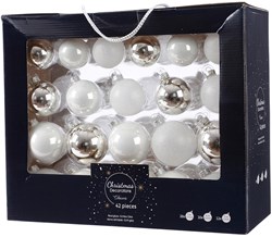 Boule de Noël en verre lot de 42 pièces - Décoration sapin argentée verre