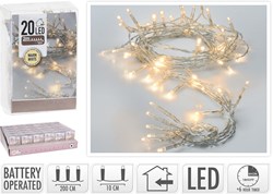 Guirlande LED lumière chaude 20 lampes avec minuterie à piles