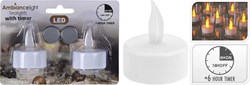 Theelicht bougies LED lumière chaude 2 pièces avec minuterie et piles