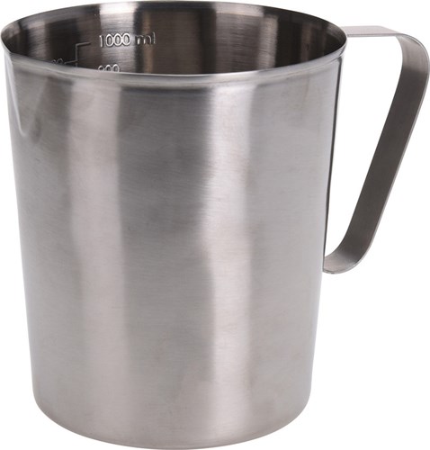 Verre doseur rvs pichet de cuisine 1 litre argent – idéal pour la pâtisserie