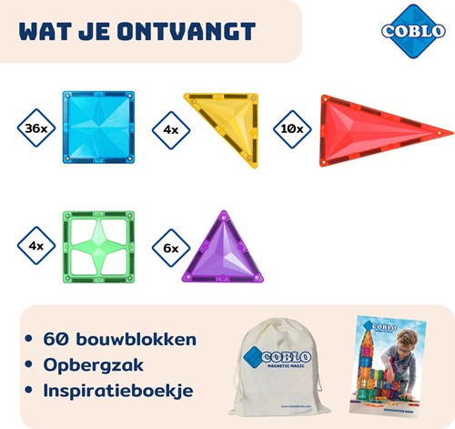 Coblo jouet tuiles magnétiques Classic 60 pièces-2