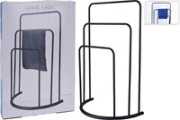 Porte-serviettes sur pied métal noir - porte-serviettes moderne 3 barres