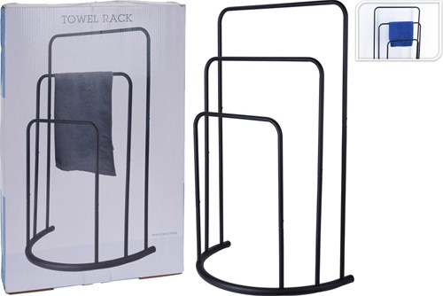 Porte-serviettes sur pied métal noir - porte-serviettes moderne 3 barres