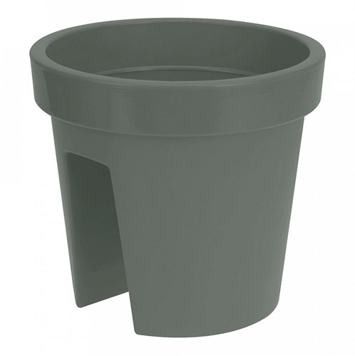 Jardinière de balcon plastique vert ronde 28 cm - bac à fleurs balcon extérieur