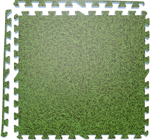 Dalles de sol imprimé gazon plastique 60x60cm lot de 4 antidérapant puzzle