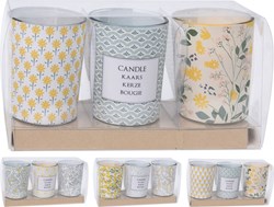 Bougie en pot en verre décoration set 3 pièces fleurs rustiques