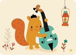 Bora Shop carte postale double bass squirrel - carte animale joyeuse
