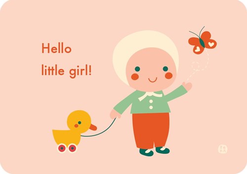 Bora Shop carte postale bébé fille - Carte de naissance Hello baby