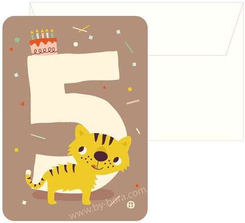 Bora Shop carte d'anniversaire avec enveloppe - Carte Tigre 5
