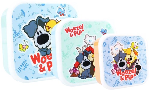 Snackbox Woezel et Pip - Set de boîtes à lunch 3-en-1 pour enfants