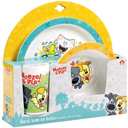 Bambolino Toys vaisselle enfant Woezel & Pip set repas mélamine - coloré et résistant