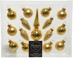 Boules de Noël mini verre set or 15 pièces décoration sapin