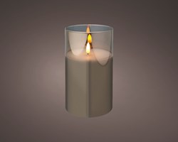 Bougie LED verre lumière blanc chaud avec minuterie - éclairage d'ambiance 17,5cm