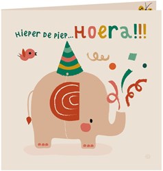 Bora Shop carte d'anniversaire jungle éléphant avec enveloppe - carte joyeuse