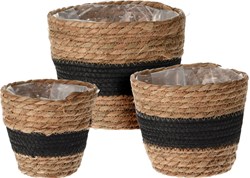 Pots de fleurs natural rope lot de 3 pièces noir jouet décoratif