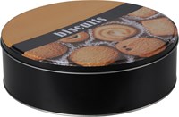 Boîte à biscuits métal noir ronde 22 cm - boîte de rangement cuisine