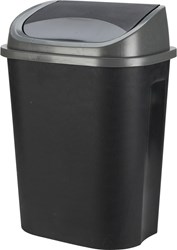 Poubelle plastique 50 litres gris noir avec couvercle