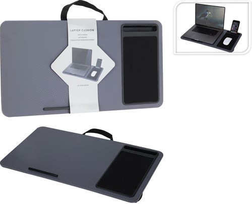 Plateau pour ordinateur portable avec coussin gris - bureau ergonomique 57x30,5cm