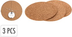 Sous-verres ronds en liège lot de 3 - protection de table marron liège