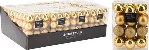 Boules de Noël incassables or 3,00cm set de 24 décorations
