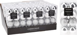 Boule de Noël incassable argentée 5 cm set de 16 décorations