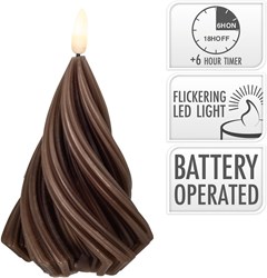 Bougie en cire arbre LED marron 13cm jouet décoratif