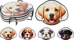 Set de dessous de verre chien en carton jouet 4 pièces avec support