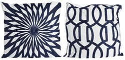 Decoris coussin bleu-blanc 43x43cm intérieur polyester coton