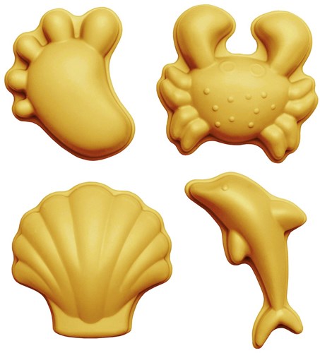 Scrunch moules à sable jouet silicone - jaune moutarde foncé plage