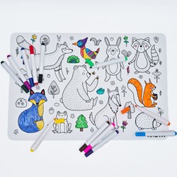 Kneta tapis à dessin jouet de voyage en silicone avec feutres - créatif