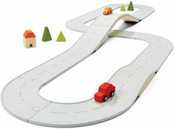 PlanToys Jouets en bois Jeu de rails et de routes en caoutchouc - Grand