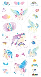 Avenir tatouages autocollants tatouage enfant Pégase 52 pièces multicolore