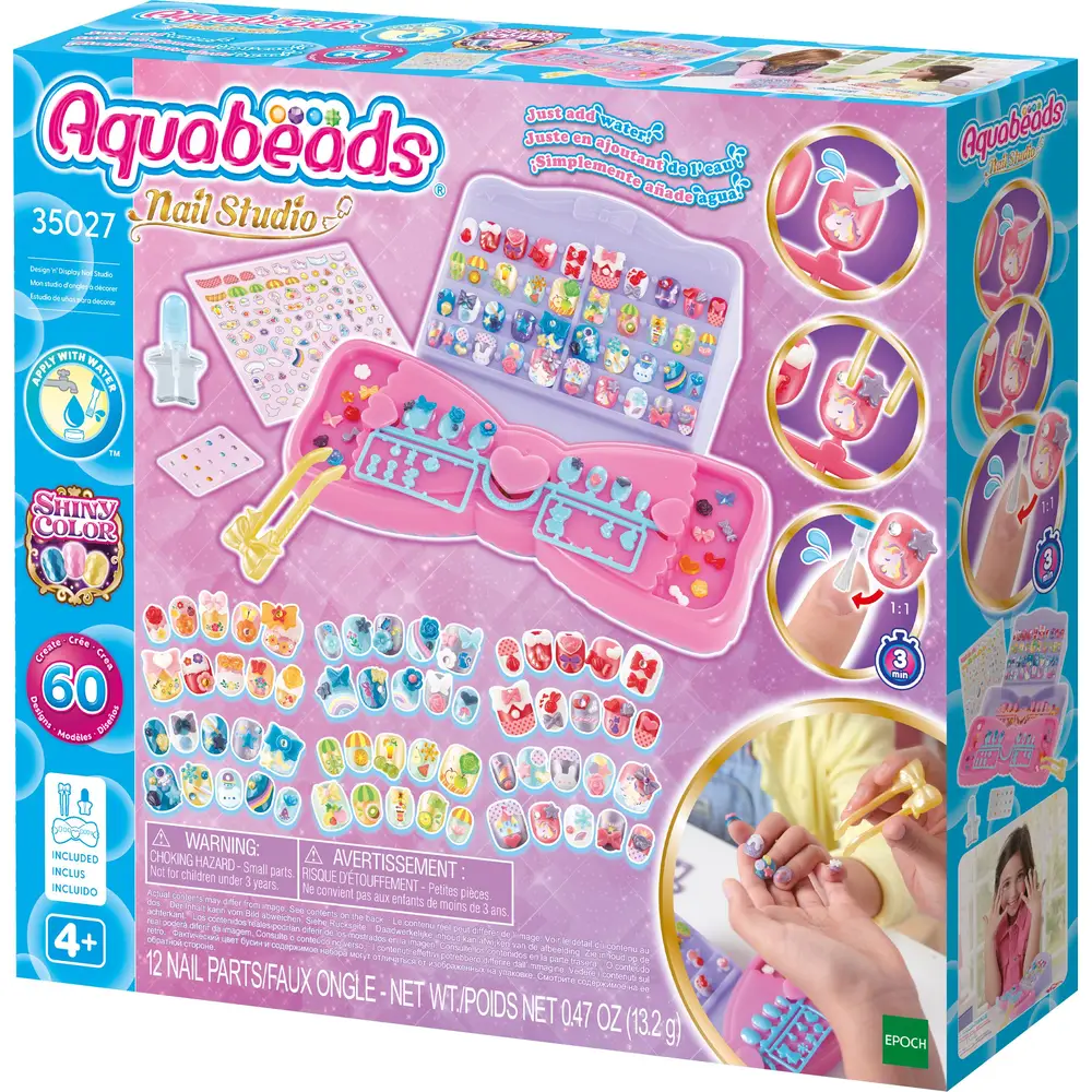 Aquabeads set d'ongles multicolores pour enfants - studio créatif avec 60 ongles