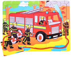 BigJigs puzzle en bois camion de pompiers - 9 pièces jouet éducatif