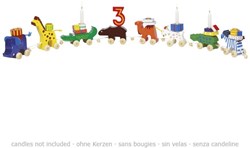 Goki train d'anniversaire en bois - caravane colorée jouet