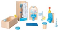 Goki salle de bain maison de poupée set meubles bois 17 pièces accessoires-2