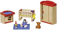 Goki chambre de bébé maison de poupée ensemble meubles bois accessoires-2