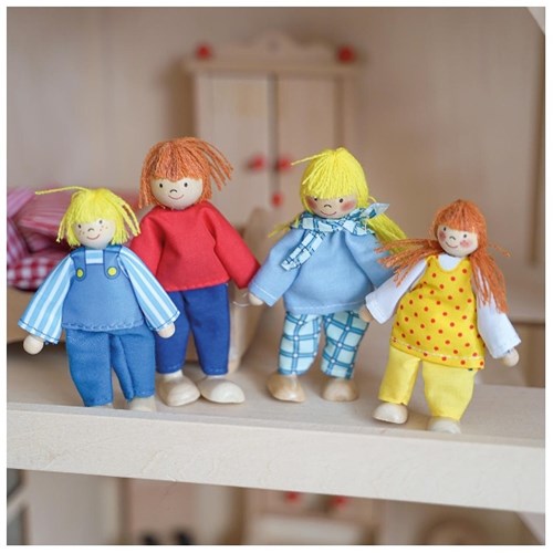 Goki famille maison de poupée poupées articulées bois jeune famille jouet-2
