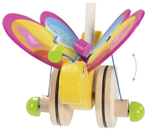 Goki jouet à pousser papillon en bois pour tout-petits-2