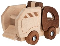Goki camion poubelle en bois jouet durable brun FSC-2