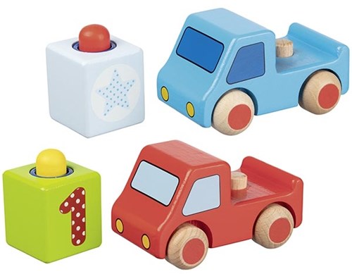 Goki voiture en bois pour enfants - véhicule coloré et ludique-2