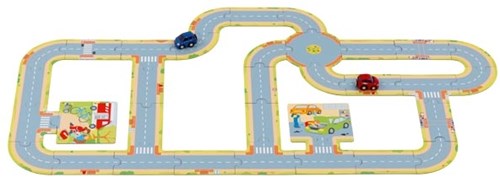 Goki Puzzle de Sol Routes avec 2 Véhicules - Jouet en Carton-2