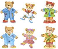 Goki puzzle en bois set d'habillage ours dans boîte en bois 36 pièces jouet-2