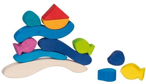 Goki blocs de construction en bois jouet coloré pour enfants-2